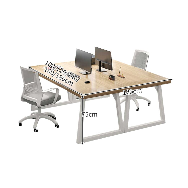 幅広 スチールフレーム 台形 横フレーム 厚い天板 エッジ加工 デスク オフィスデスク パソコンデスク 木目調 上質 ミニマル BGZ-C076