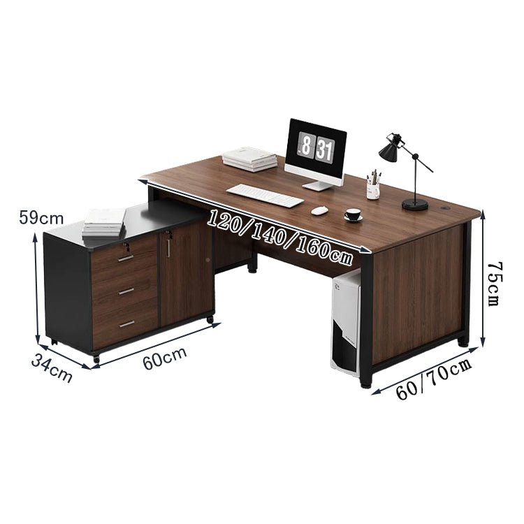ロック付き アジャスター付き エグゼクティブデスク 社長机 オフィスデスク パソコン作業用 作業台 事務机 PCデスク ホワイト シンプル LBZ-T010 tomokagu