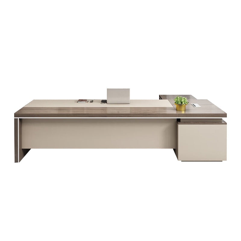 幕板付き カラーブロック 大容量収納スペース 放熱穴付き エコ板材 サラサラ 滑らか エグゼクティブデスク 社長机 役員机 事務机 バイカラー LBZ-T035 tomokagu