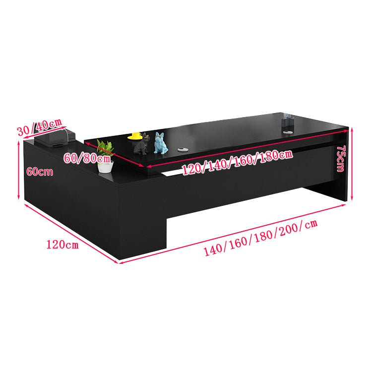社長デスク エグゼクティブデスク オフィスデスク チェア 幕板付き 配線孔付き 機能性 キャビネット オープン収納 メラミン化粧板 エコ素材 高品質 LBZ - S011 - Kagushop