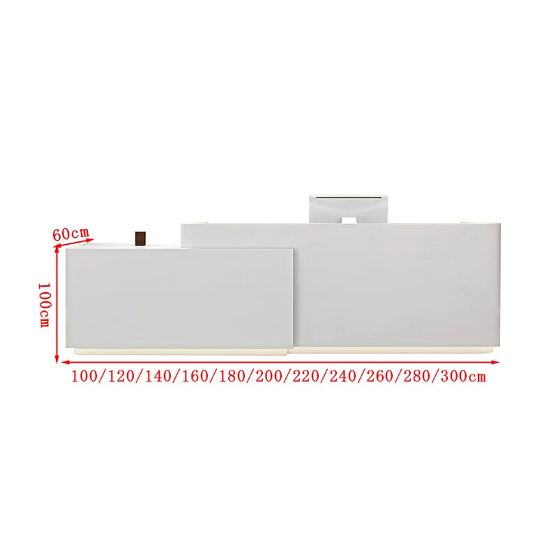 収納機能 LEDライトチェーン付き 木製受付カウンター レセプションデスク オフィス受付 エントランス受付 会社用 シンプル ホワイト カスタマイズ可能 JDT-T125 tomokagu