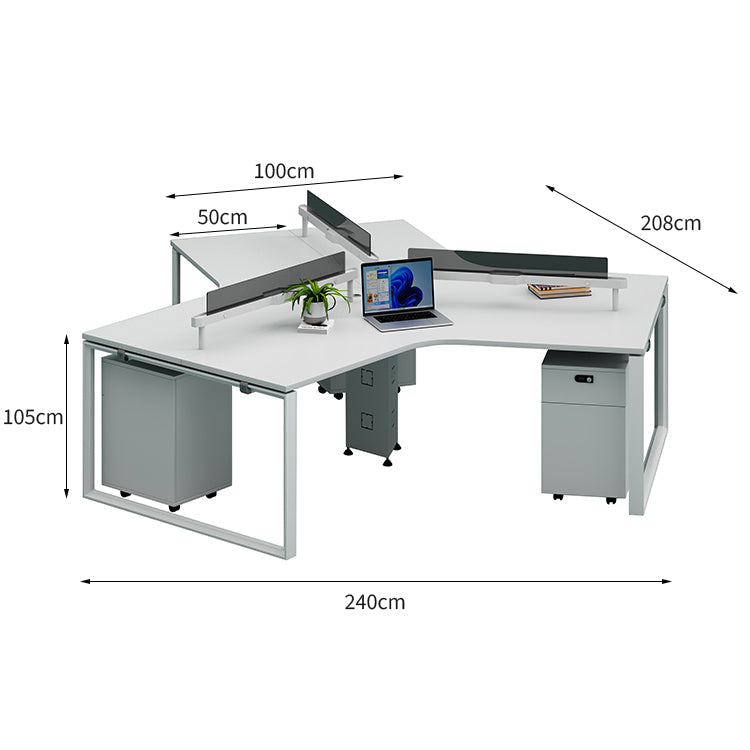 ワークデスク 事務机 U字型オフィスデスク PCデスク パーティション エコ板材 スチールフレーム オフィスデスク シンプル ホワイト MG-BGZ-LLS16