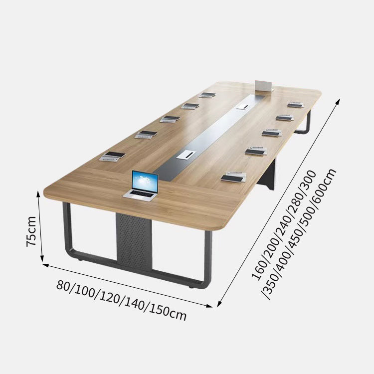 ミーティングテーブル 会議テーブル メラミン化粧板 エコ素材 耐荷重 耐摩耗性 スチール製脚 配線孔付き カスタマイズ可能 HYZ-T099
