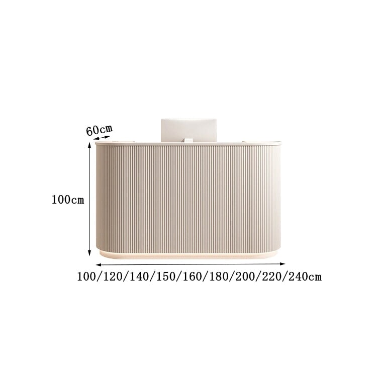 案内カウンター 受付台 レジ台 コンパクト 高級感 R加工 LEDテープライト 上部天板付き ダークグリーン カスタマイズ可能 JDT-M072