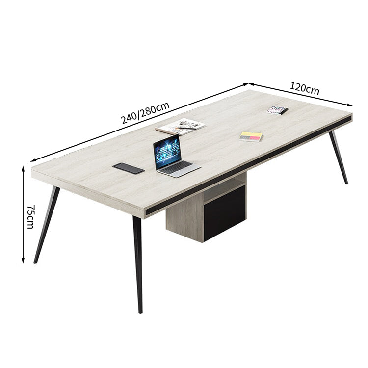 会議テーブル ミーティングテーブル 長方形テーブル 大型オフィステーブル スチール脚 コンパクト 木目調 カスタマイズ可能 HYZ-T007
