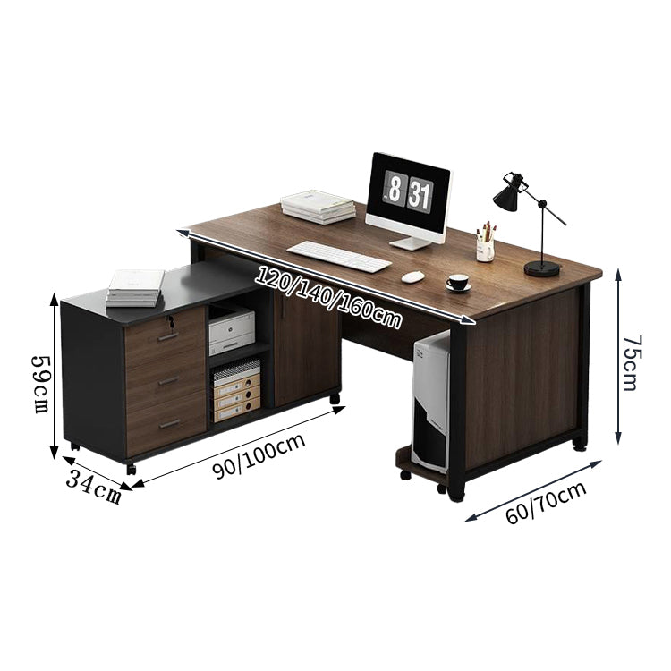 分離型 キャビネット 事務机 社長机 PCデスク 会社用 大容量 キャスター付き 幕板 配線孔 機能的 木目 LBZ-T010