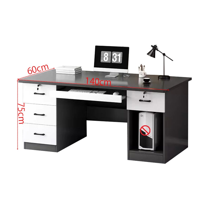 在宅ワーク用 引き出し付き 鍵付き PC収納 ワークデスク 天板固定デスク 長方形タイプ 会社用 事務所用 シンプル BGZ-T045 tomokagu