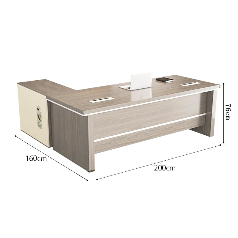 サイドワゴン付き 幕板付き 通気孔付き 引き出し付き Ⅼ字タイプ 会社用 事務所用 事務机 Ⅼ字デスク 事務デスク ウォールナット カスタマイズ可能 LBZ-T075