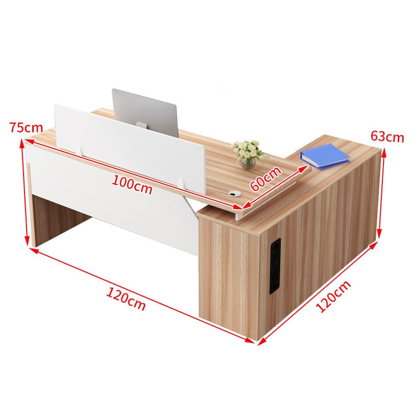 ダブル配線孔付き トップパネル付き サイドキャビネット付き 鍵付き 事務机 オフィスデスク ワークデスク パソコンデスク 会社用 事務所用 シンプル 木目調 BGZ-T082 tomokagu