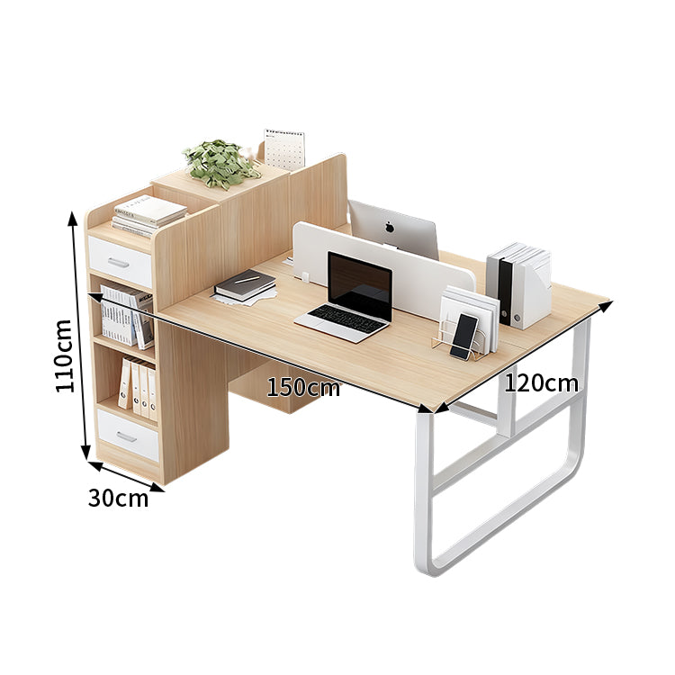 オフィスデスク 事務用デスク 学習机 会社用 木目調 高級感 デスクトップパネル 配線孔 引き出し シリンダー錠 扉付き収納 R加工 オープン収納 スチール脚 安定性 BGZ-T023