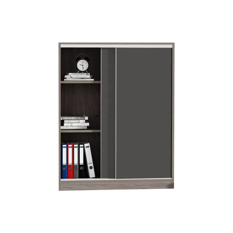 事務所用キャビネット 木製書庫 木製キャビネット 書庫 キャビネット 大容量収納スペース スライドレール エコ素材 シンプル グレー CWG-M-034