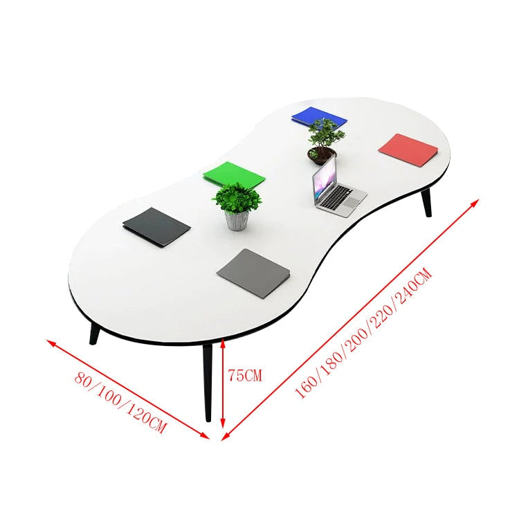 会議テーブル ミーティングテーブル 会議机 会議室 ワークデスク スチールフレーム カーブ型天板 シンプル ホワイト カスタマイズ可能