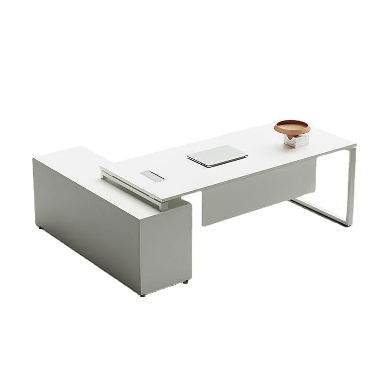 L字 大容量収納 デスク 社長机 社長デスク 役員デスク エグゼクティブデスク ホワイト カスタマイズ可能 LBZ-T034 tomokagu
