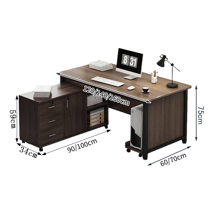 分離型 キャビネット 事務机 社長机 PCデスク 会社用 大容量 キャスター付き 幕板 配線孔 機能的 木目 LBZ-T010