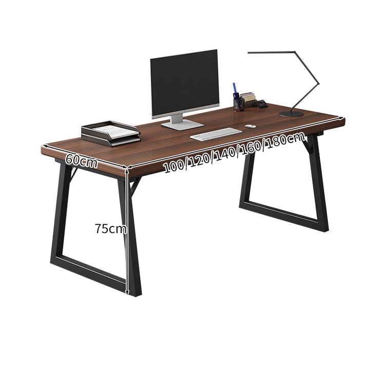 幅広 スチールフレーム 台形 横フレーム 厚い天板 エッジ加工 デスク オフィスデスク パソコンデスク 木目調 上質 ミニマル BGZ-C076