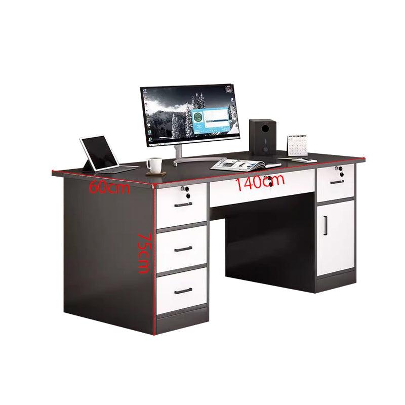 在宅ワーク用 引き出し付き 鍵付き PC収納 ワークデスク 天板固定デスク 長方形タイプ 会社用 事務所用 シンプル BGZ-T045 tomokagu