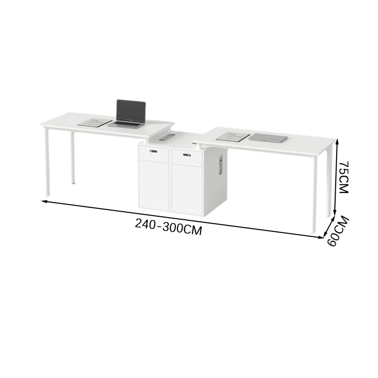 オフィスデスク  事務机 ワークデスク パソコンデスク キャビネット トップパネル アジャスター ダイヤル錠 配線ボックス シンプル ホワイト カスタマイズ可能 BGZ-K018 - TOMOKAGU