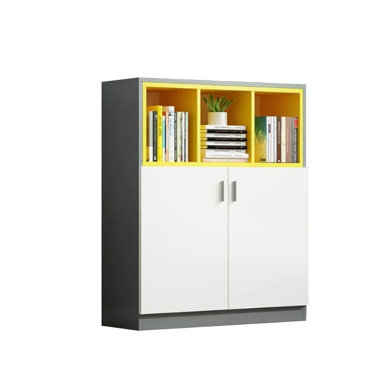 スクエアキャビネット 木製書庫 キャビネット オープン収納 扉付きキャビネット 家具 インテリア お洒落 グレー ホワイト CWG-M-036