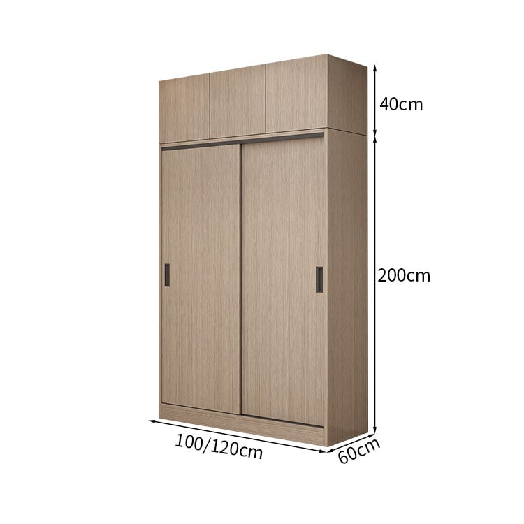 エコ板材 上置き収納 収納棚 大容量 分類収納 引き出し 物干し竿 引き戸 省スペース クローゼット 壁面収納 ワードローブ 多目的 実用 ウォールナット YG-K014