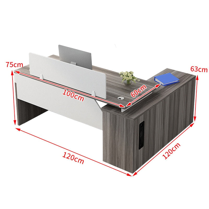 ダブル配線孔付き トップパネル付き サイドキャビネット付き 鍵付き 事務机 オフィスデスク ワークデスク パソコンデスク 会社用 事務所用 シンプル 木目調 BGZ-T082 tomokagu