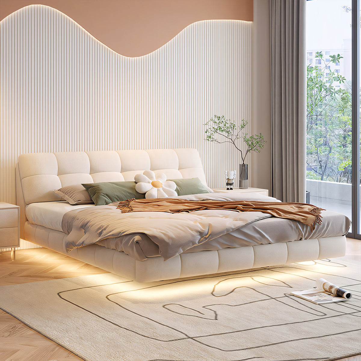 木製フレーム 天然木 すのこ 跳ね上げ式 収納力 ベッド ダブルベッド 収納ベッド ベッドフレーム 可愛い ホワイト グレー カスタマイズ可能 BED-T047 tomokagu