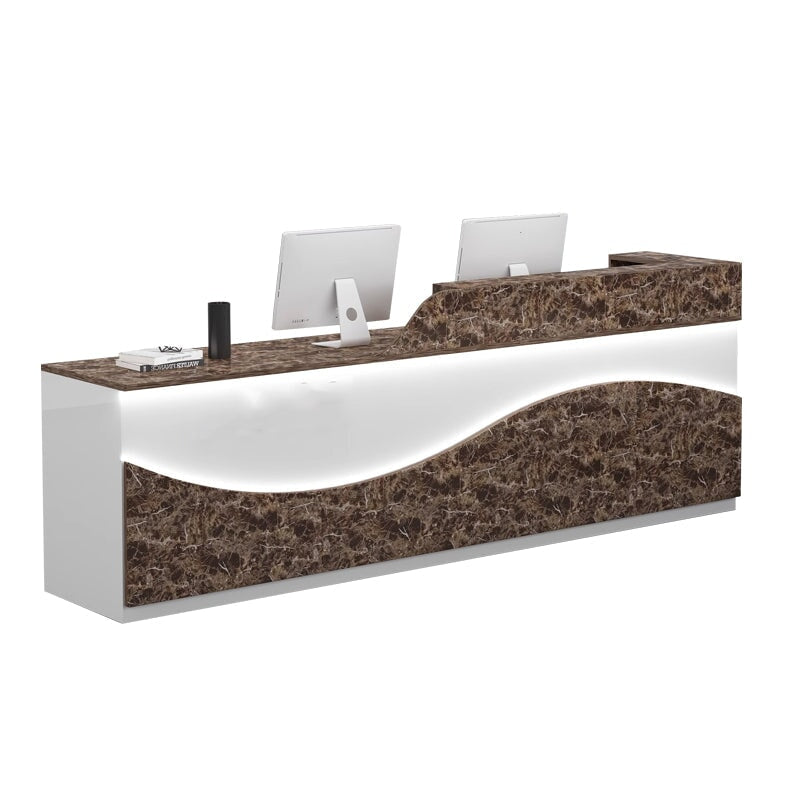 キーボードトレイ付き 収納機能 高級感 業務用 会社用 木製受付カウンター レセプションデスク レジカウンター 受付カウンター ホワイトマーブル JDT-T115 tomokagu