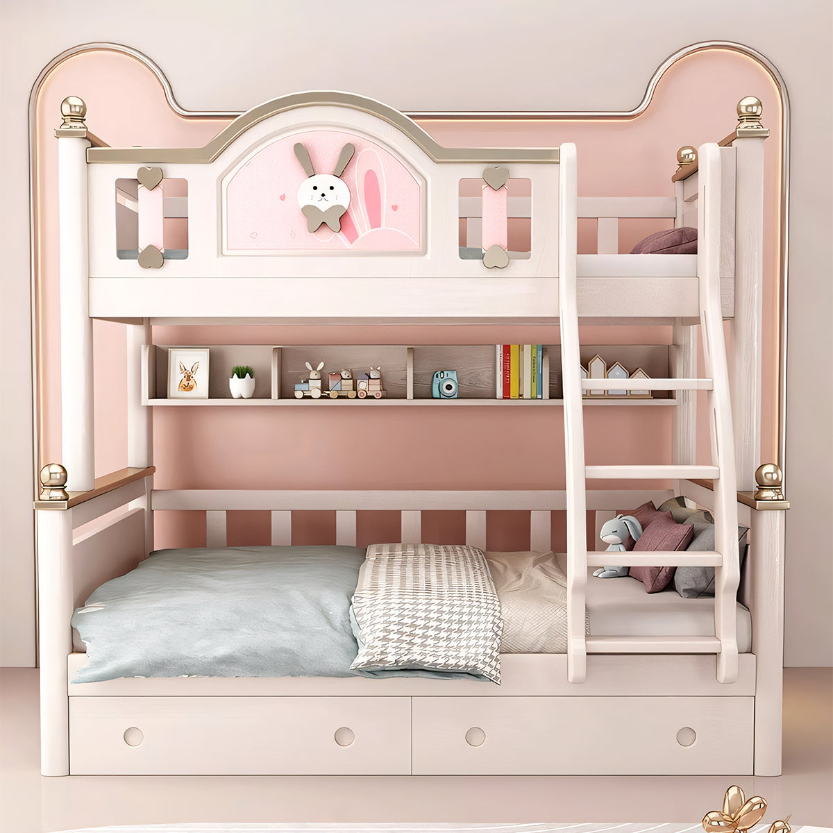 おしゃれ モダン かわいい 二段ベッド 引き出し 収納 大容量 チェリーウッド エコ 天然木 水性塗料 カスタマイズ可能 SCC-T031