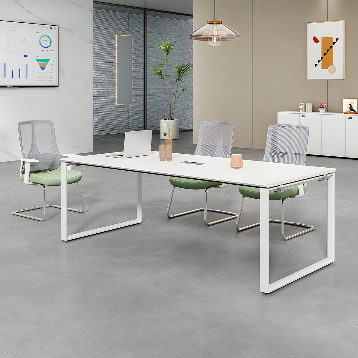 会議用テーブル テーブル 会議用 オフィス 塗装 配線ボックス スチール脚 シンプル 洗練 カスタマイズ可能 MG-HYZ-LLS21