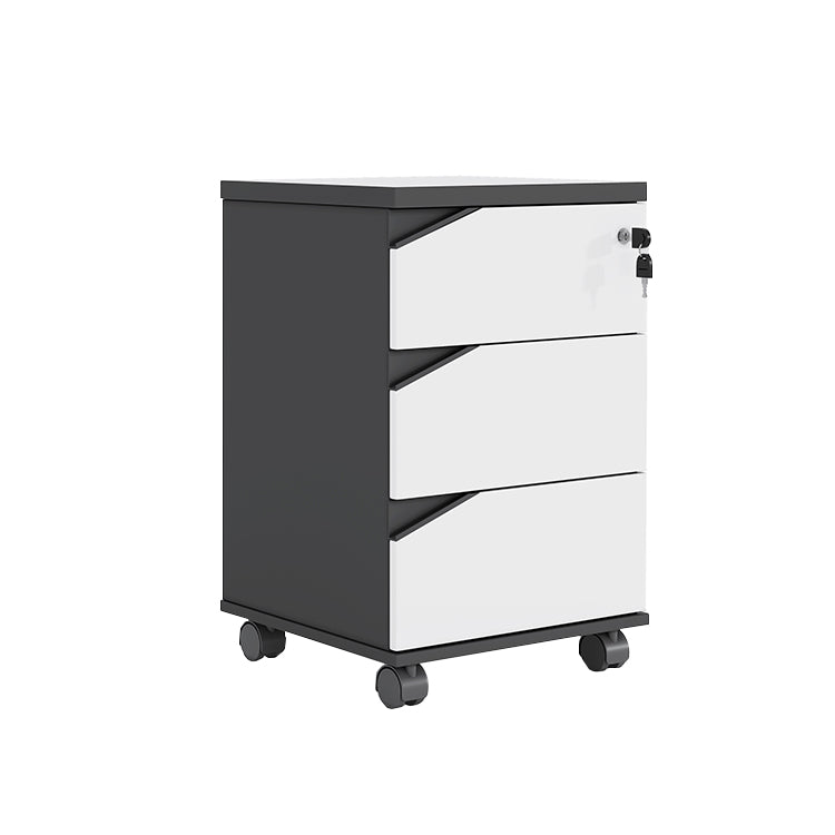 シリンダー錠付き 引き出し付き キャスター付き キャビネット ワゴン 書類収納 サイドワゴン 会社用 事務所用 自宅用 小型 扉付き収納  おしゃれ ホワイト YDG-T004 TOMOKAGU