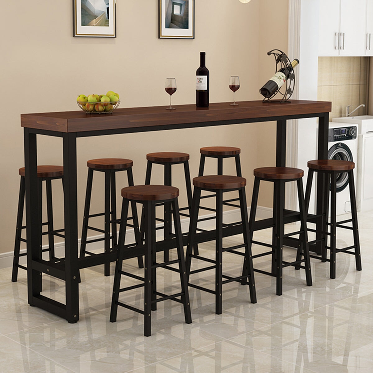 接客用 会社用 カフェテーブル バーテーブル バーカウンターテーブル 長方形テーブル カフェテーブル バースツール 西海岸 セット ウォールナット CZ-T049 tomokagu