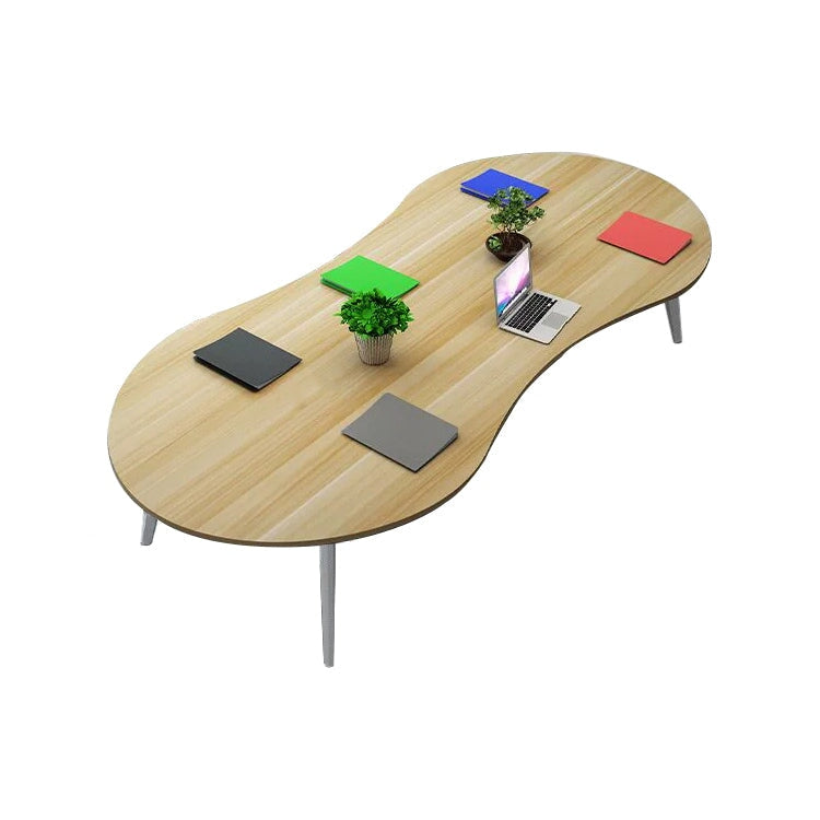 会議テーブル ミーティングテーブル 会議机 会議室 ワークデスク スチールフレーム カーブ型天板 シンプル ホワイト カスタマイズ可能