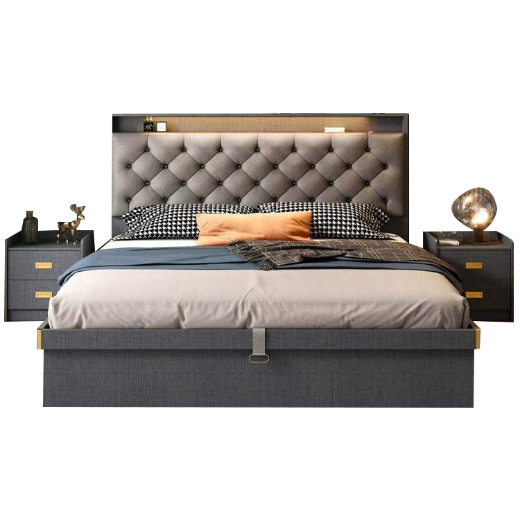 巾木よけ 跳ね上げ式 収納力抜群 優れた耐久性 宮付き 木製フレーム ベッド 収納ベッド ベッドフレーム ダブルベッド 子供 夫婦 一人暮らし 贅沢感 グレー BED-T056 tomokagu