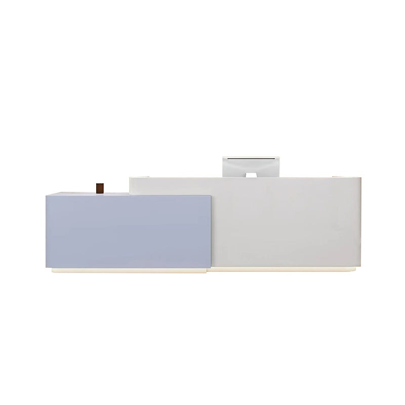 収納機能 LEDライトチェーン付き 木製受付カウンター レセプションデスク オフィス受付 エントランス受付 会社用 シンプル ホワイト カスタマイズ可能 JDT-T125 tomokagu