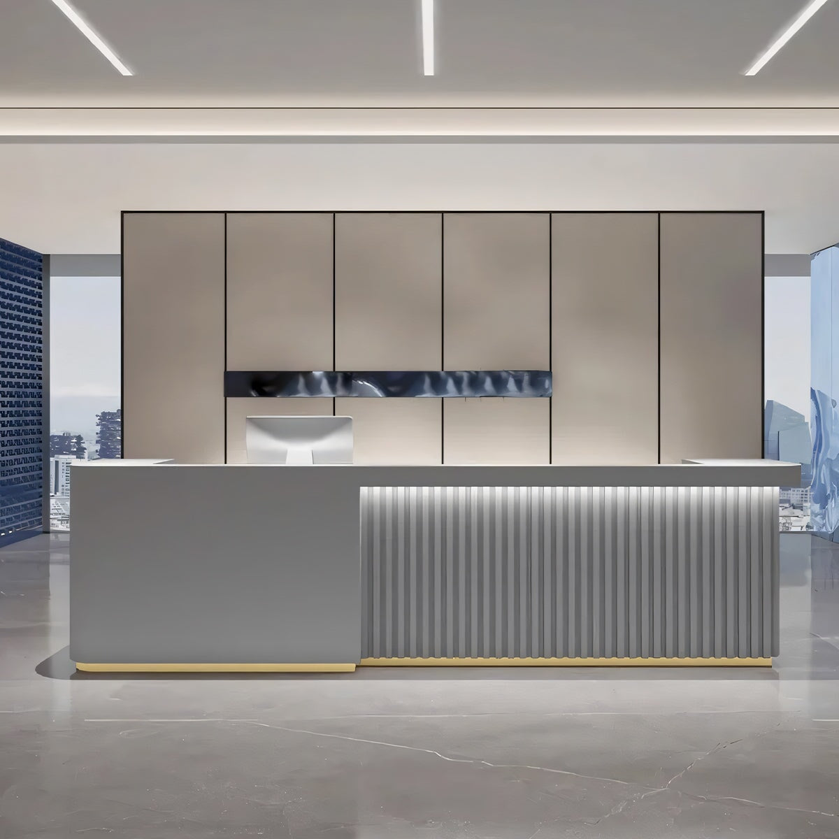 業務用 会社用 収納機能 木製受付カウンター レセプションデスク オフィス受付 受付カウンター エントランス受付 シンプル ホワイト カスタマイズ可能 JDT-T113 tomokagu