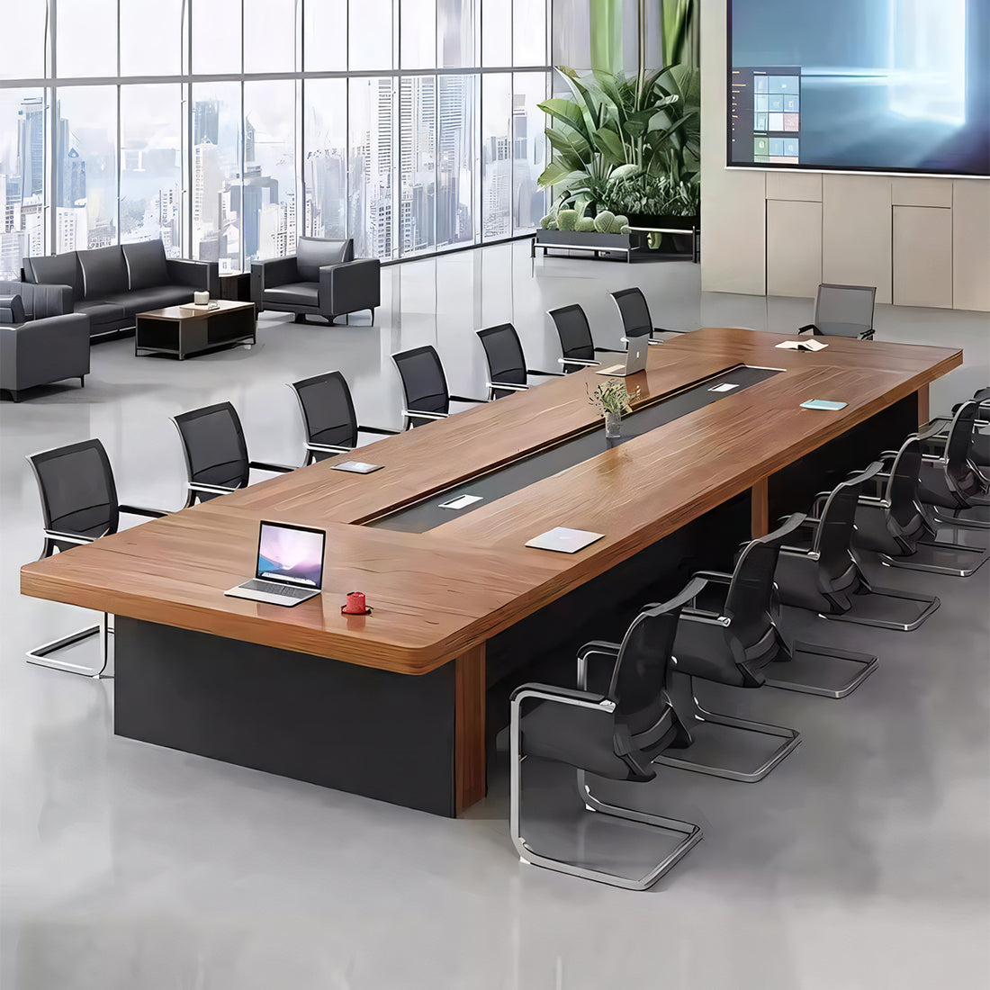 モダン シンプル 洗練 快適 会議室 会議テーブル メラミン化粧板 エコ 面取り加工 カスタマイズ可能 HYZ-T056