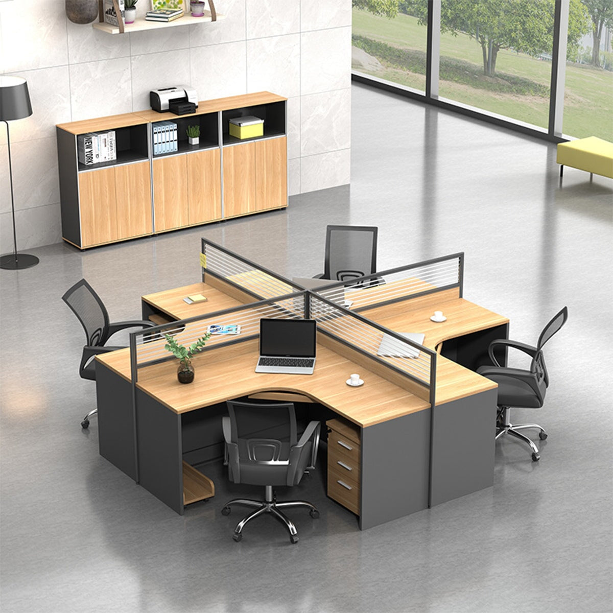 チェスト付き 移動可能 配線穴キャップ 集中力向上 デスク オフィスデスク コンセント増設可能 シンプル 実用 ナチュラル カスタマイズ可能 BGZ-K-229