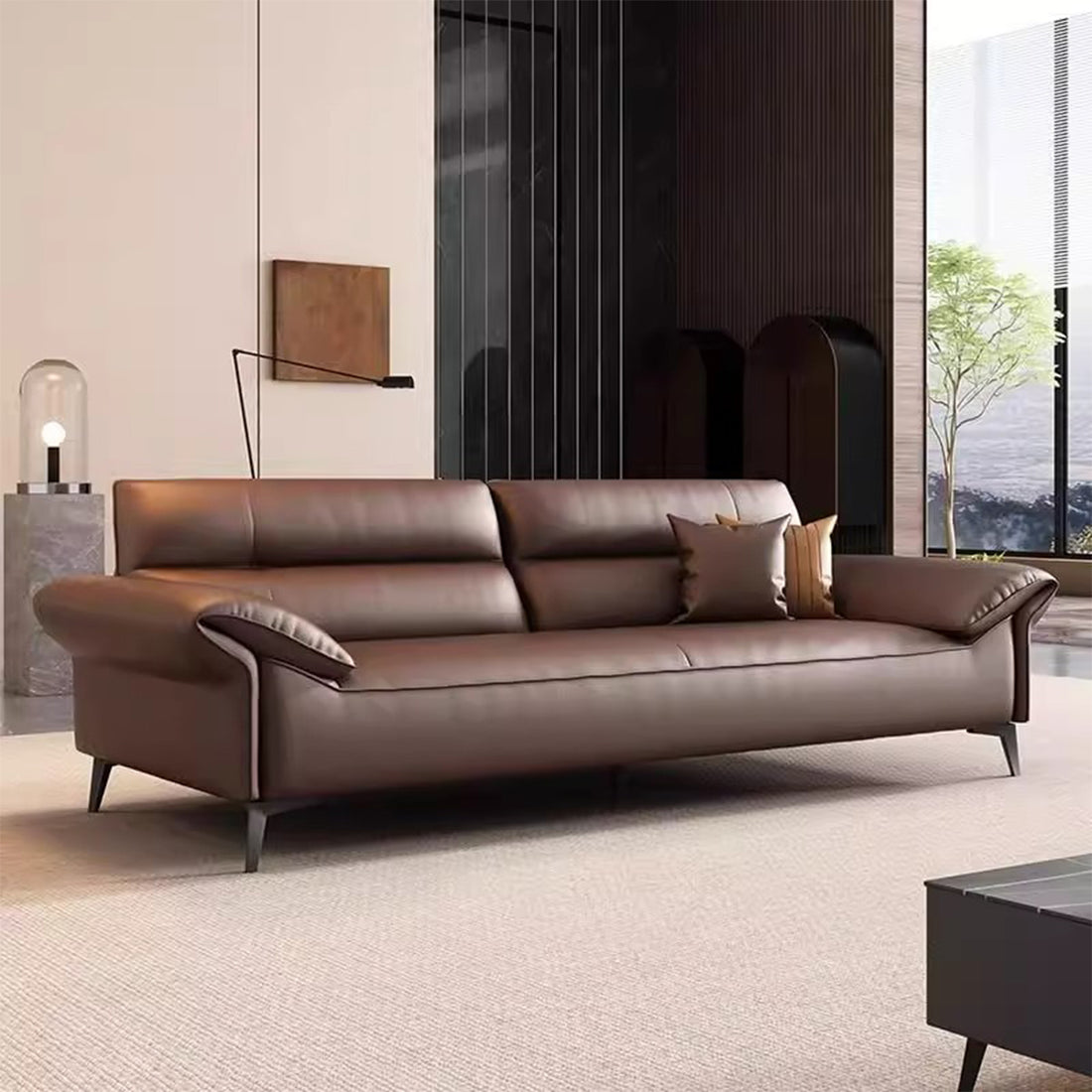 ソファー 広い座面 シンプル 背もたれ 耐荷重 高密度ウレタンフォーム 本革 柔らかい ホワイト グレー ブラック SNSF-T144