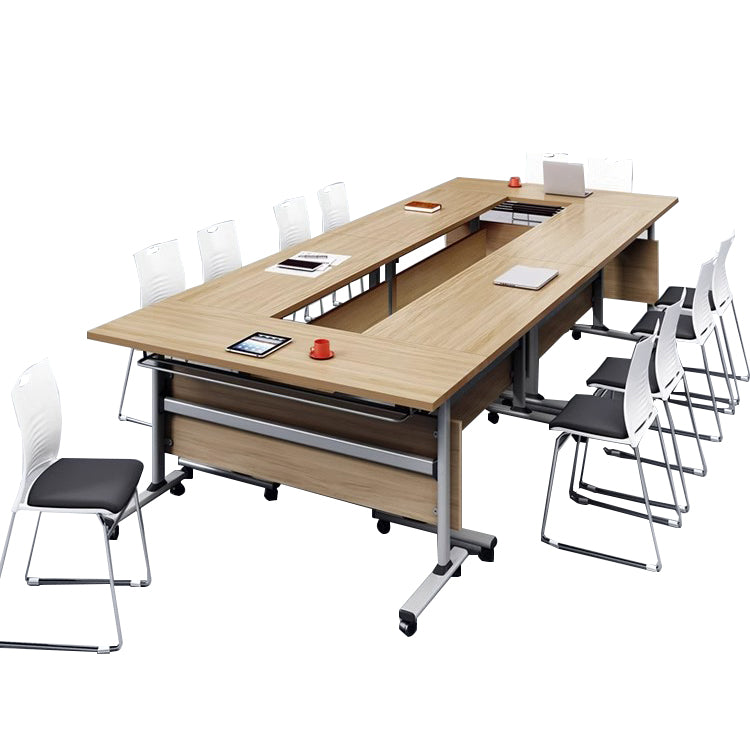 折りたたみ機能付き スタッキング対応 キャスター付き 会議テーブル フォールディングテーブル ミーティング用テーブル 事務所用 研修用 長方形タイプ HYZ-T068 tomokagu