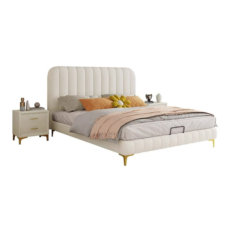 ガス圧シリンダー 大容量収納 天然木 背もたれ ベッド キングサイズ 二人用 天然木すのこ ヘッドボード 人間工学 収納付き