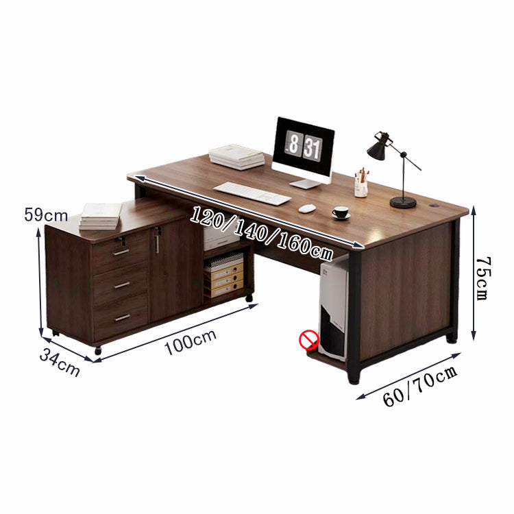 ロック付き アジャスター付き エグゼクティブデスク 社長机 オフィスデスク パソコン作業用 作業台 事務机 PCデスク ホワイト シンプル LBZ-T010 tomokagu