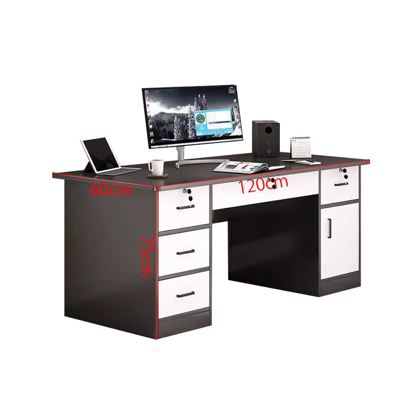 在宅ワーク用 引き出し付き 鍵付き PC収納 ワークデスク 天板固定デスク 長方形タイプ 会社用 事務所用 シンプル BGZ-T045 tomokagu