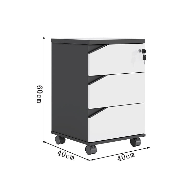 シリンダー錠付き 引き出し付き キャスター付き キャビネット ワゴン 書類収納 サイドワゴン 会社用 事務所用 自宅用 小型 扉付き収納  おしゃれ ホワイト YDG-T004 TOMOKAGU
