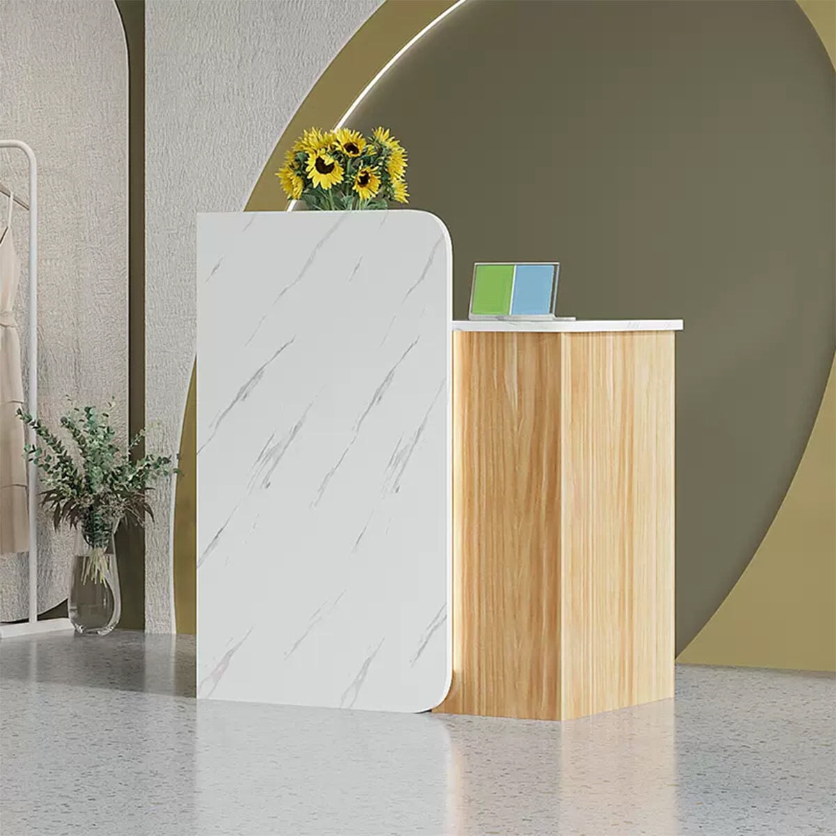 業務用 エコ板材 鍵付き レセプションデスク レジカウンター カウンター 受付カウンター エントランス受付 シンプル 馴染み カスタマイズ可能 JDT-T078 tomokagu