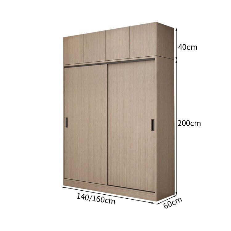 エコ板材 上置き収納 収納棚 大容量 分類収納 引き出し 物干し竿 引き戸 省スペース クローゼット 壁面収納 ワードローブ 多目的 実用 ウォールナット YG-K014