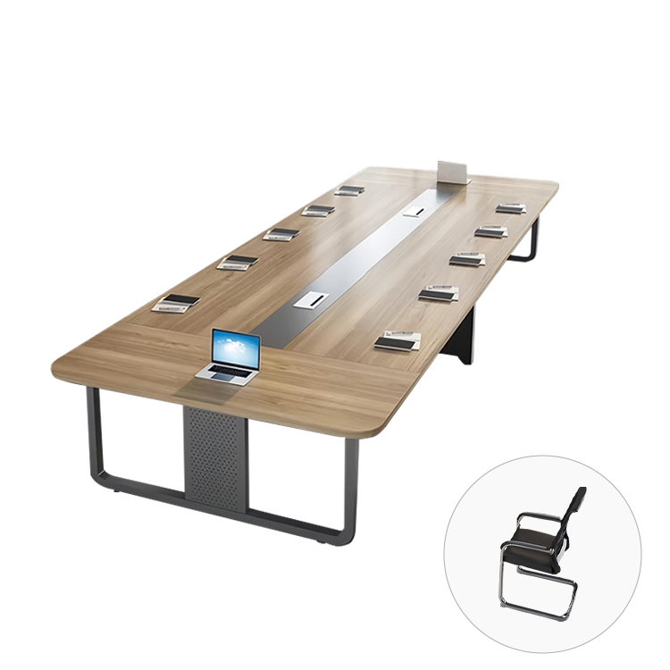 ミーティングテーブル 会議テーブル メラミン化粧板 エコ素材 耐荷重 耐摩耗性 スチール製脚 配線孔付き カスタマイズ可能 HYZ-T099