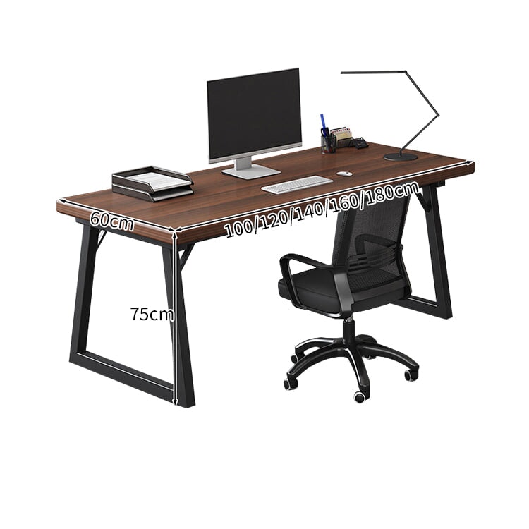 幅広 スチールフレーム 台形 横フレーム 厚い天板 エッジ加工 デスク オフィスデスク パソコンデスク 木目調 上質 ミニマル BGZ-C076