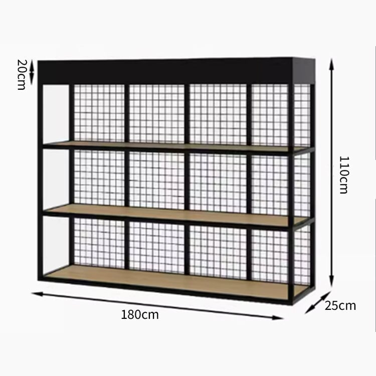 パーテーション オフィスラック シンプル 店舗用 天然木製 焼付塗装 アイアン製 収納スペース付き モダン ブラック ナチュラル カスタマイズ可能 BGGB-M-014