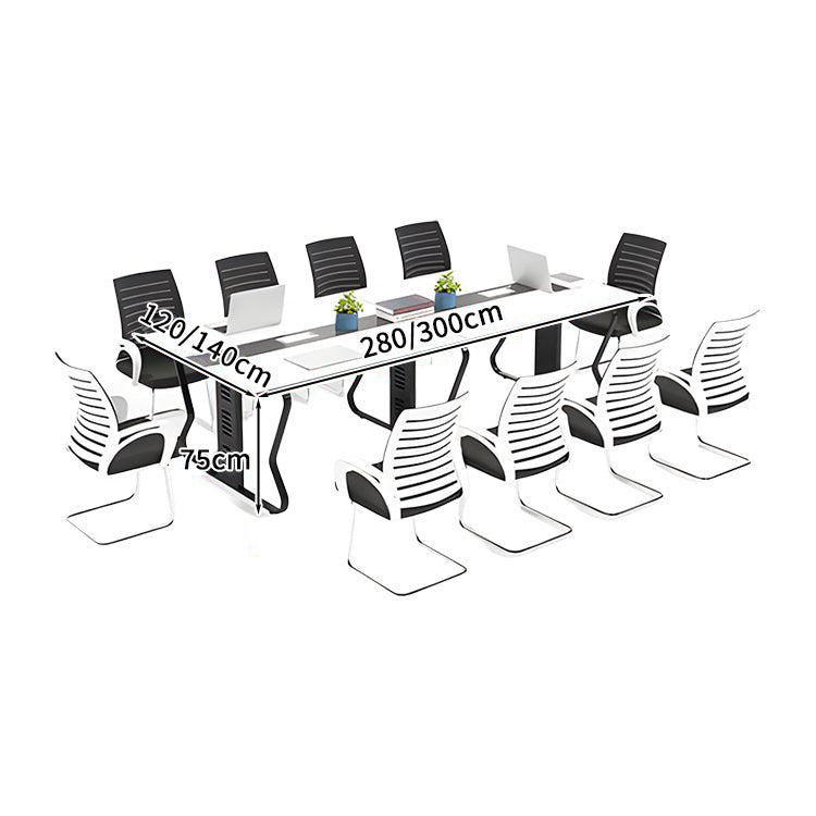 会議テーブル ミーティングテーブル 商談テーブル 事務机 会社用 事務所用 配線ボックス 安定性抜群 スチールフレーム ホワイト カスタマイズ可能 HYZ-S015 KAGUSHOP