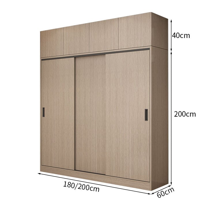 エコ板材 上置き収納 収納棚 大容量 分類収納 引き出し 物干し竿 引き戸 省スペース クローゼット 壁面収納 ワードローブ 多目的 実用 ウォールナット YG-K014