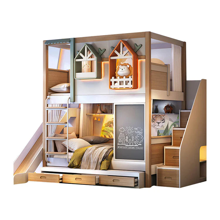 二段ベッド キッズベッド 無垢材ベッド 安全設計二段ベッド 子供部屋用ベッド 厚手無垢材フレーム 手足挟み防止構造 耐荷重・耐磨耗性抜群 滑り止めはしご ナチュラル シンプル SCC-C103